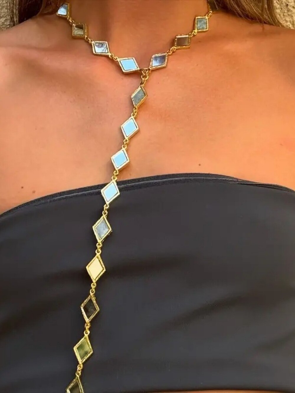 New Y Mirror Gold Necklace - Picture 4 of 4